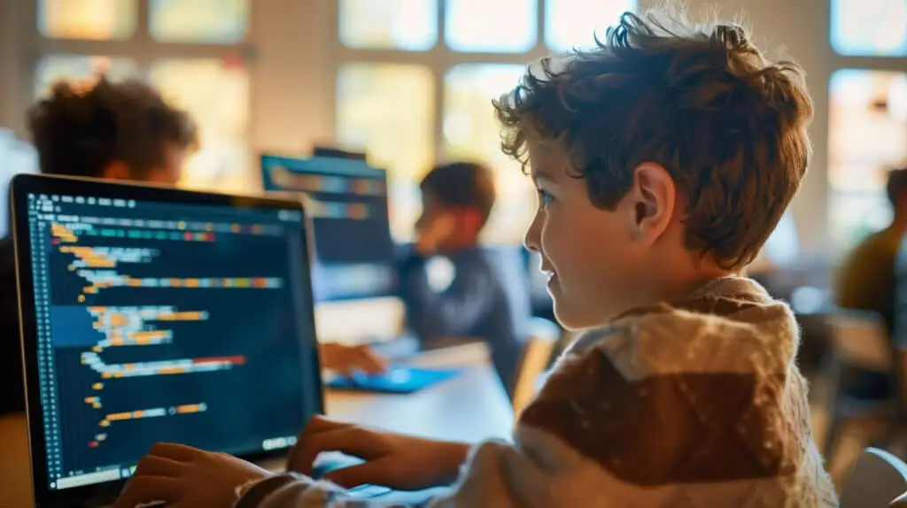 Leerling les digitale geletterdheid op school