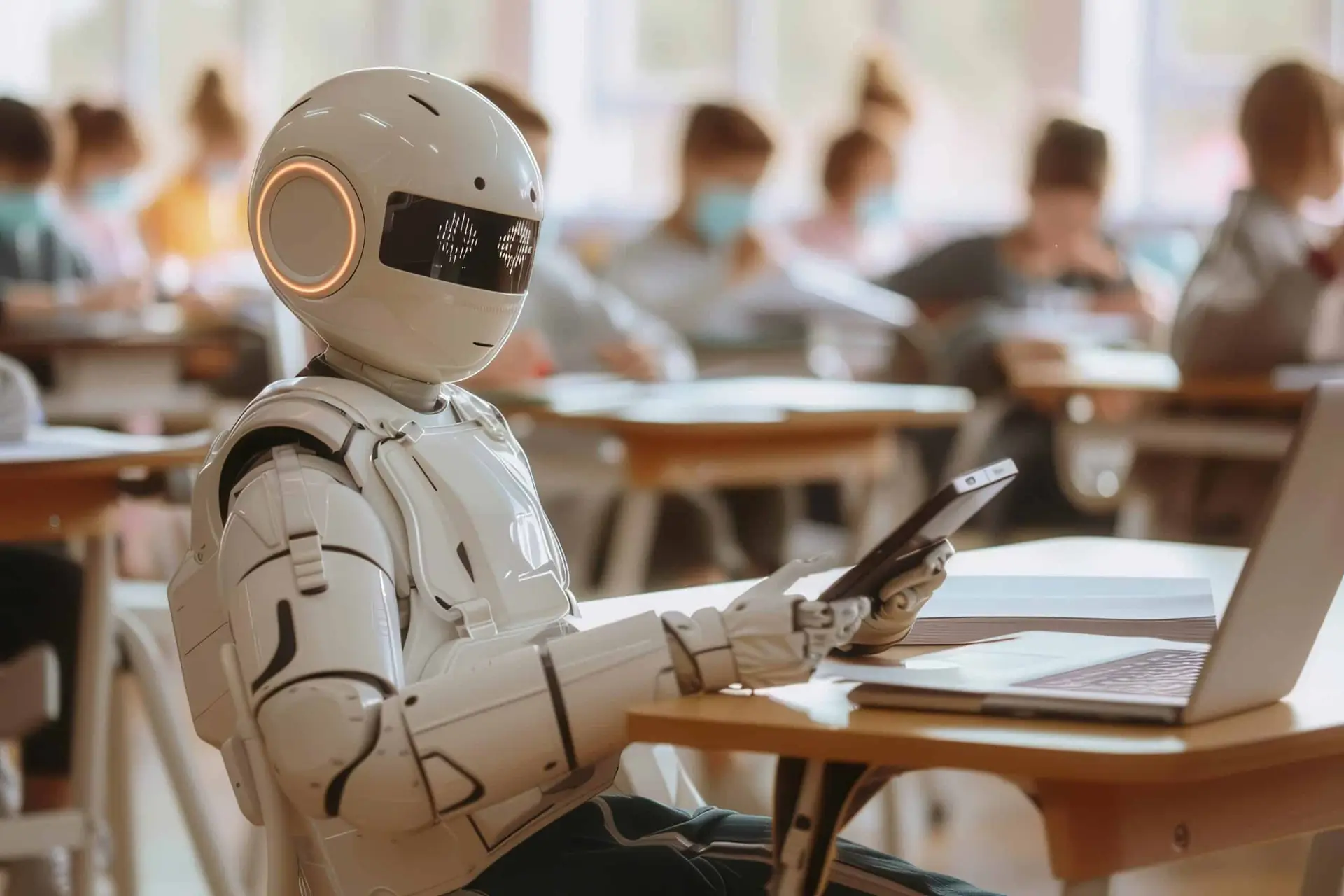AI in het onderwijs door robotica. Digitale geletterdheid neemt een plek in het onderwijs in.