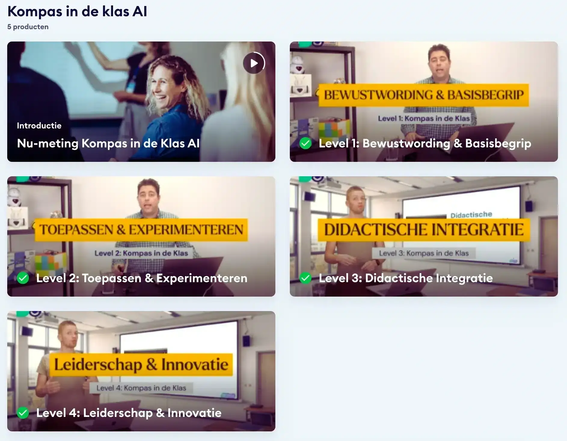 Selectie workshops van de e-learning