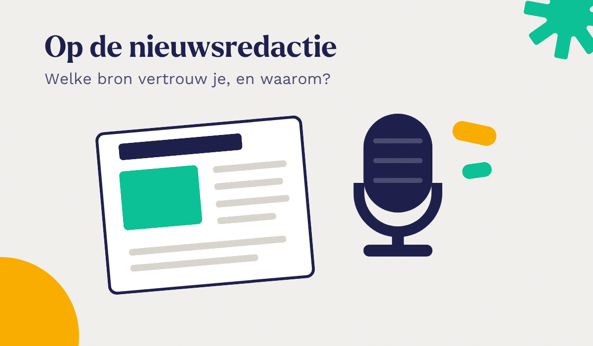 Krant naast een microfoon, bij de nieuwsgame Breaking News over welke bron je kunt vertrouwen